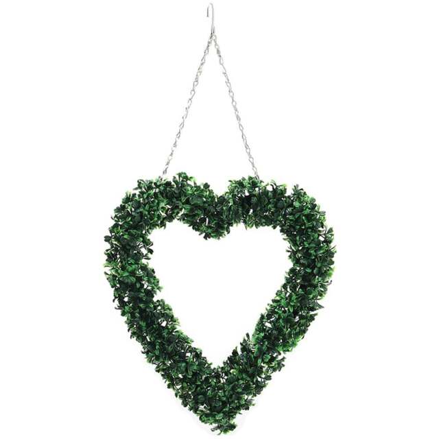 Living and Home Green Artificial Boxwood Leaves Heart Shape Wreath 42cm - Size: 42 x 35 x 3cm - Wilko - image 1