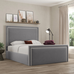 DS Living Verona Double Plush Grey Piping Bed Frame - Wilko - thumbnail 5