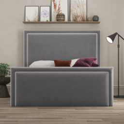 DS Living Verona Double Plush Grey Piping Bed Frame - Wilko - thumbnail 4