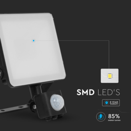 V-TAC 20W 2400 Lumens Daylight White LED Floodlight with PIR Sensor - Size: 18.28 x 15.25 x 8.83cm - Black - Wilko - thumbnail 6