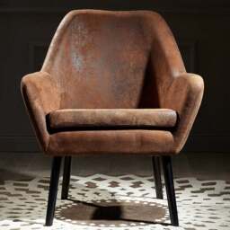 Teamson Home Divano Aged Fabric Armchair - Size: Single - Brown - Wilko - thumbnail 1
