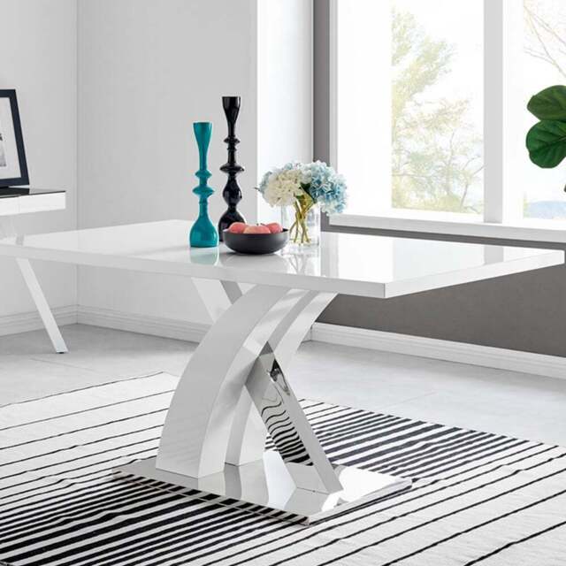 Furniturebox Columbia 6 Seater Dining Table White - Wilko - image 1