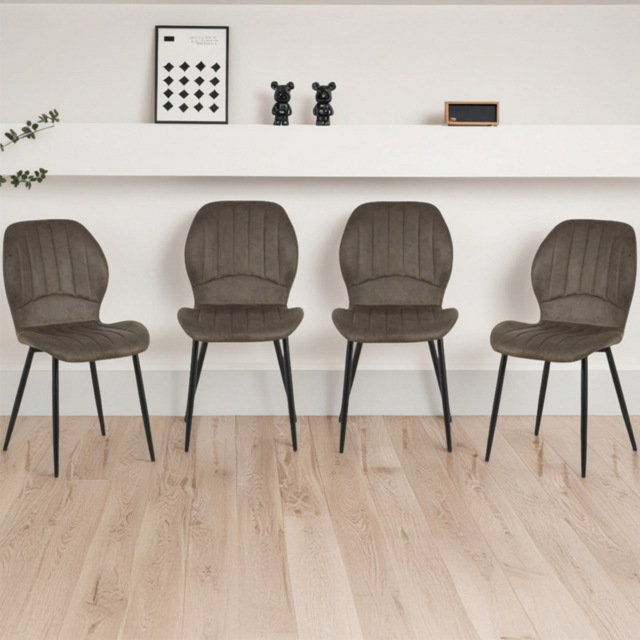 Indoor Living Jaydn Set of 4 Grey Distressed Leather Dining Chairs - Wilko - image 1