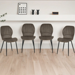 Indoor Living Jaydn Set of 4 Grey Distressed Leather Dining Chairs - Wilko - thumbnail 1