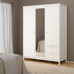 Florence Madrid 3 Door 2 Drawer White Wardrobe with Mirror Door - Size: 3 Door, 2 Drawer - Wilko - thumbnail 7