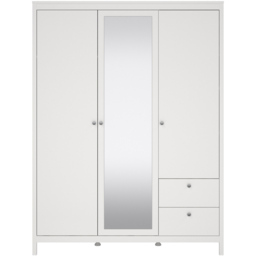 Florence Madrid 3 Door 2 Drawer White Wardrobe with Mirror Door - Size: 3 Door, 2 Drawer - Wilko - thumbnail 4