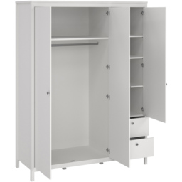 Florence Madrid 3 Door 2 Drawer White Wardrobe with Mirror Door - Size: 3 Door, 2 Drawer - Wilko - thumbnail 5