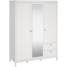 Florence Madrid 3 Door 2 Drawer White Wardrobe with Mirror Door - Size: 3 Door, 2 Drawer - Wilko - thumbnail 3