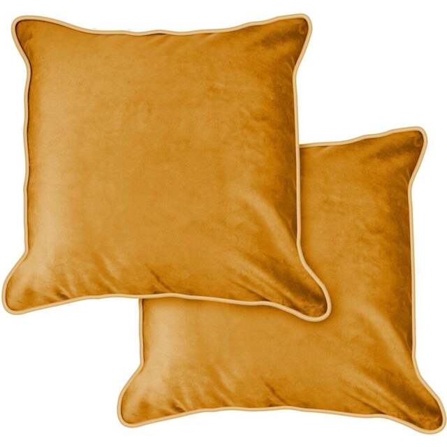 Serene Plush Velvet Ochre Cushion Cover 43 x 43cm - Yellow - Wilko - image 1