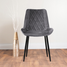 Furniturebox Arona Cesano 4 Seater Round Dining Set Grey Black and Grey - Wilko - thumbnail 4