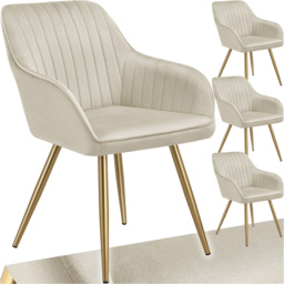 tectake Marilyn Set of 4 Cream Gold Quilted Velvet Dining Chair - Wilko - thumbnail 3