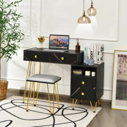 Costway 4 Drawer 2 Shelf Black Vanity Dressing Table Set with LED Mirror - Size: 91 x 58 x 42cm - Wilko - thumbnail 4