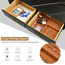Costway 4 Drawer 2 Shelf Black Vanity Dressing Table Set with LED Mirror - Size: 91 x 58 x 42cm - Wilko - thumbnail 6