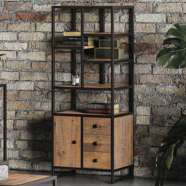 Baumhaus Ooki Single Door 3 Drawer Modular Tall Cabinet - Brown - Wilko - image 1