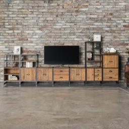 Baumhaus Ooki Single Door 3 Drawer Modular Tall Cabinet - Brown - Wilko - thumbnail 7