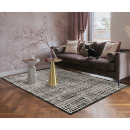 Mayfair Living Room Area Rug Metallic Sheen Contemporary Modern Mesh Design - Black 120cm x 170cm - Size: 170 x 120 x 0.7cm - Desire Rugs - Wilko - thumbnail 3