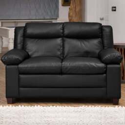 Standish 2 Seater Black Bonded Leather Sofa - Artemis Home - Wilko