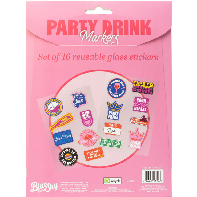 Party Drink Markers - Blue Sky - Wilko - image 1