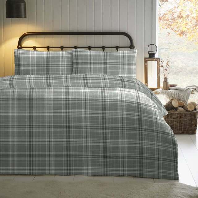 Hampshire Check Duvet Set Grey Single - Wilko