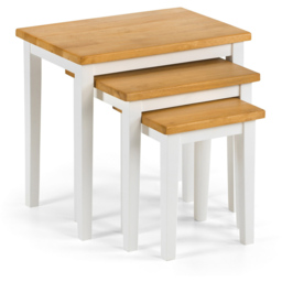 Julian Bowen Cleo White and Natural Oak Nest of Tables Set of 3 - Size: 33 x 48 x 46cm - Wilko - thumbnail 3