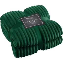 Velosso Emerald Plain Corduroy Throw 127 x 152cm - Size: 127 x 152 x 1cm - Wilko