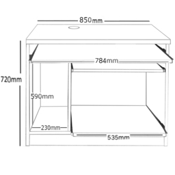 R White Cabinets Computer Desk Grey - Size: 72.8 x 85 x 54cm - Wilko - thumbnail 5