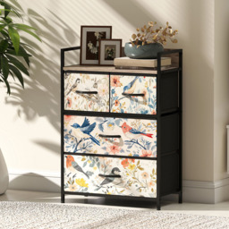 HOMCOM 4 Drawer Single Shelf White Fabric Chest of Drawers - Wilko - thumbnail 5