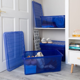 Wham 45L Tint Blue Crystal Storage Box with Lid 5 Pack - Wilko - thumbnail 3
