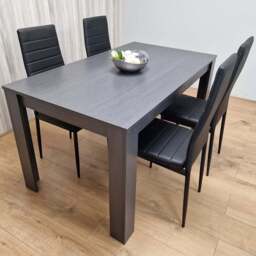 Kosy Koala 4 Seater Faux Leather Arrow Design Dining Set Black and Dark Grey - Portland - Wilko