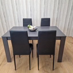 Kosy Koala 4 Seater Faux Leather Arrow Design Dining Set Black and Dark Grey - Portland - Wilko - thumbnail 5