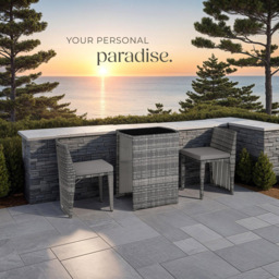 tectake Hamburg 2 Seater Rattan Garden Bistro Set Grey - Wilko - thumbnail 4