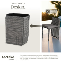 tectake Hamburg 2 Seater Rattan Garden Bistro Set Grey - Wilko - thumbnail 5