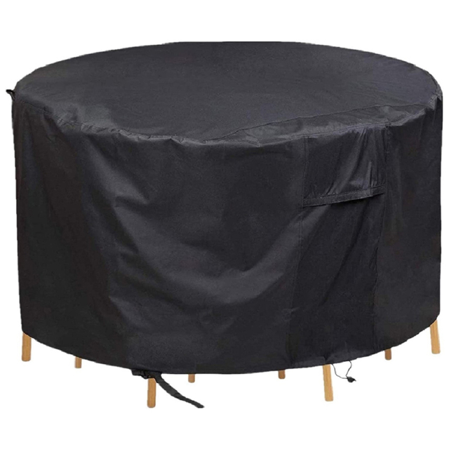 Furniture One 600D Oxford Fabric Outdoor Round Furniture Cover 207 x 90cm - Size: 207 x 207 x 90cm - Black - Wilko - image 1
