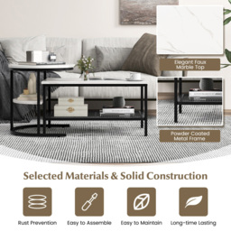 Costway Single Shelf White and Black Nest of Tables Set of 2 - Wilko - thumbnail 7