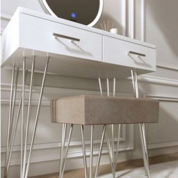 CARME Home Olivia 2 Drawer Dressing Table Set with LED Mirror - Size: 36 x 47 x 98cm - White - Wilko - thumbnail 5