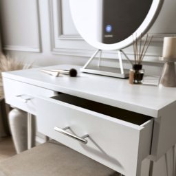 CARME Home Olivia 2 Drawer Dressing Table Set with LED Mirror - Size: 36 x 47 x 98cm - White - Wilko - thumbnail 6