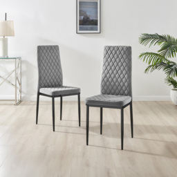 Furniturebox Lucia Valera 6 Seater Dining Set Black Gloss and Grey - Wilko - thumbnail 4