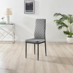 Furniturebox Lucia Valera 6 Seater Dining Set Black Gloss and Grey - Wilko - thumbnail 5