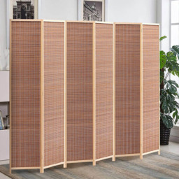 Living and Home 6 Panel Brown Folding Wooden Privacy Screen - Size: 180 x 300 x 1cm - Wilko - thumbnail 4