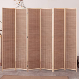 Living and Home 6 Panel Brown Folding Wooden Privacy Screen - Size: 180 x 300 x 1cm - Wilko - thumbnail 3