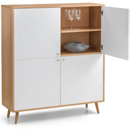 Julian Bowen Moritz 4 Door Oak and White Cabinet - Size: 134.5 x 118 x 39.5cm - Wilko - thumbnail 5