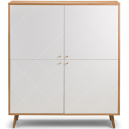 Julian Bowen Moritz 4 Door Oak and White Cabinet - Size: 134.5 x 118 x 39.5cm - Wilko - thumbnail 4