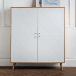 Julian Bowen Moritz 4 Door Oak and White Cabinet - Size: 134.5 x 118 x 39.5cm - Wilko - thumbnail 1