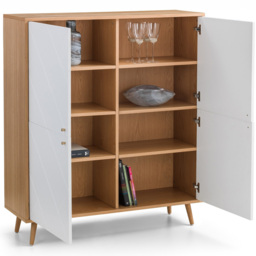 Julian Bowen Moritz 4 Door Oak and White Cabinet - Size: 134.5 x 118 x 39.5cm - Wilko - thumbnail 7