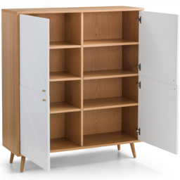 Julian Bowen Moritz 4 Door Oak and White Cabinet - Size: 134.5 x 118 x 39.5cm - Wilko - thumbnail 6