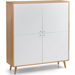 Julian Bowen Moritz 4 Door Oak and White Cabinet - Size: 134.5 x 118 x 39.5cm - Wilko - thumbnail 3
