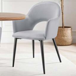 tectake Sasha Set of 2 Light Grey Velvet Dining Chair - Wilko