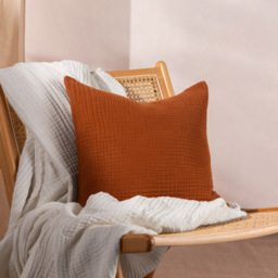 Yard Lark Pecan Muslin Cotton Cushion - Size: 45 x 45 cm - Multi - Yard Living - Wilko - thumbnail 3