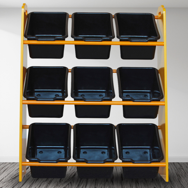 Kidsaw JCB Yellow and Black 9 Bin Storage Cabinet - Wilko - image 1