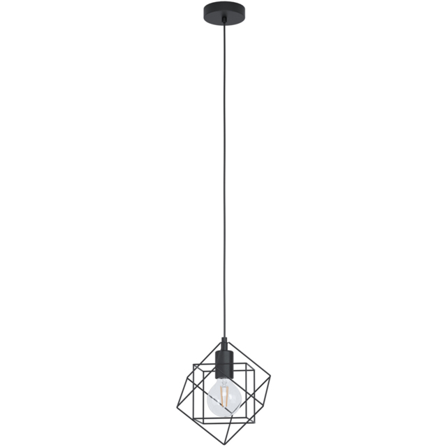 EGLO Straiton Black Steel Geometric Pendant Lampshade - Size: 110 x 20.5 x 24cm - Wilko